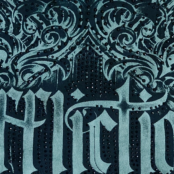 Affliction Briessa baby tee green braided cut out beaded size large - Picture 4 of 11